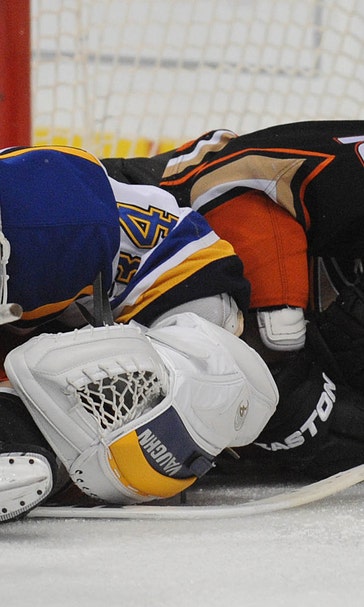 Blues suffer multiple injuries in 4-3 shootout loss to Ducks